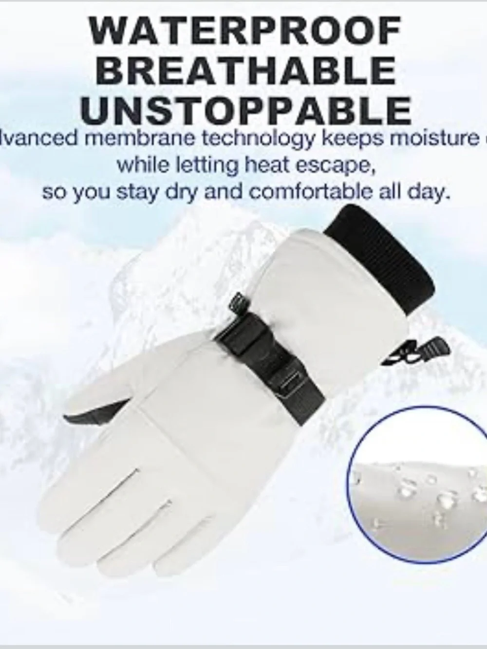 Ski Gloves Waterproof, Touchscreen  Winter Gloves w/Thermal Insulated unisex XL